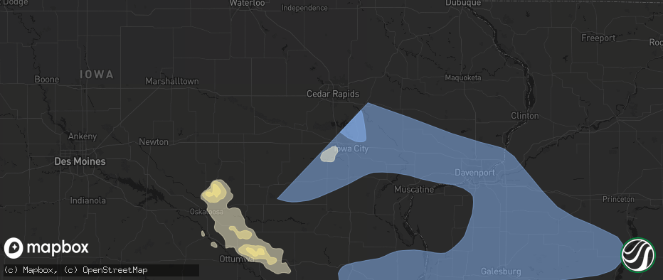 Hail map in Tiffin, IA on June 17, 2026