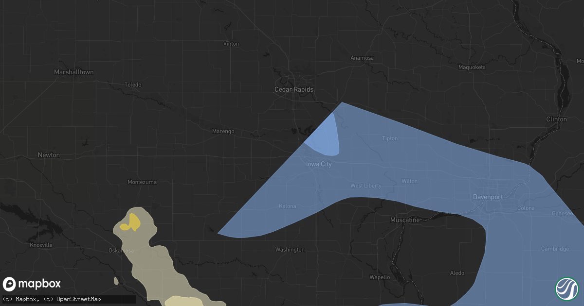 Hail map in Tiffin, IA on June 17, 2026