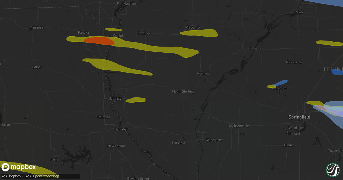 Hail map in Timewell, IL on June 17, 2026