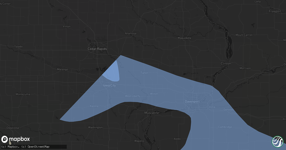 Hail map in Tipton, IA on June 17, 2026