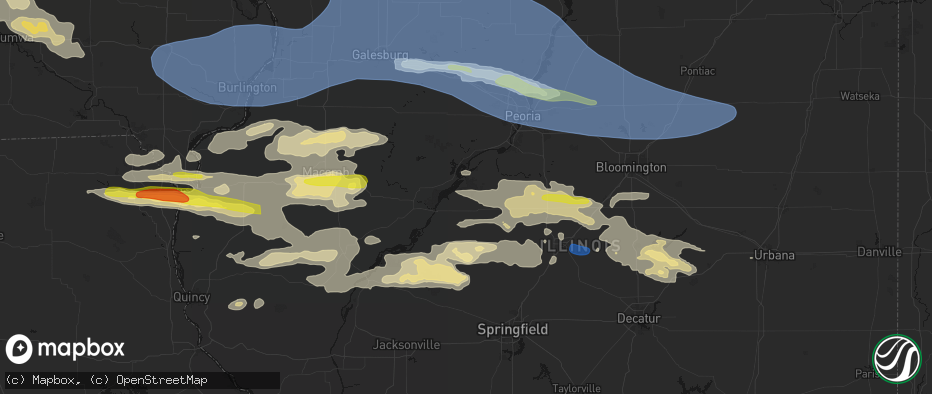 Hail map in Topeka, IL on June 17, 2026