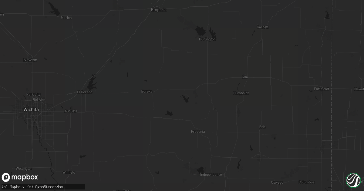 Hail map in Toronto, KS on June 17, 2026