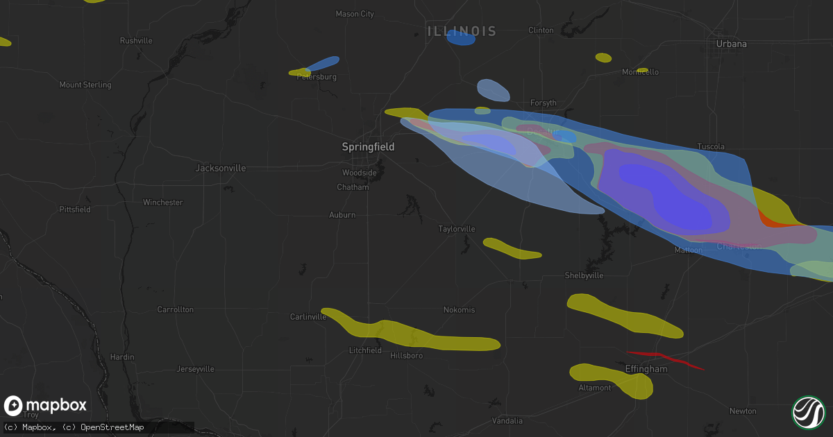 Hail map in Tovey, IL on June 17, 2026