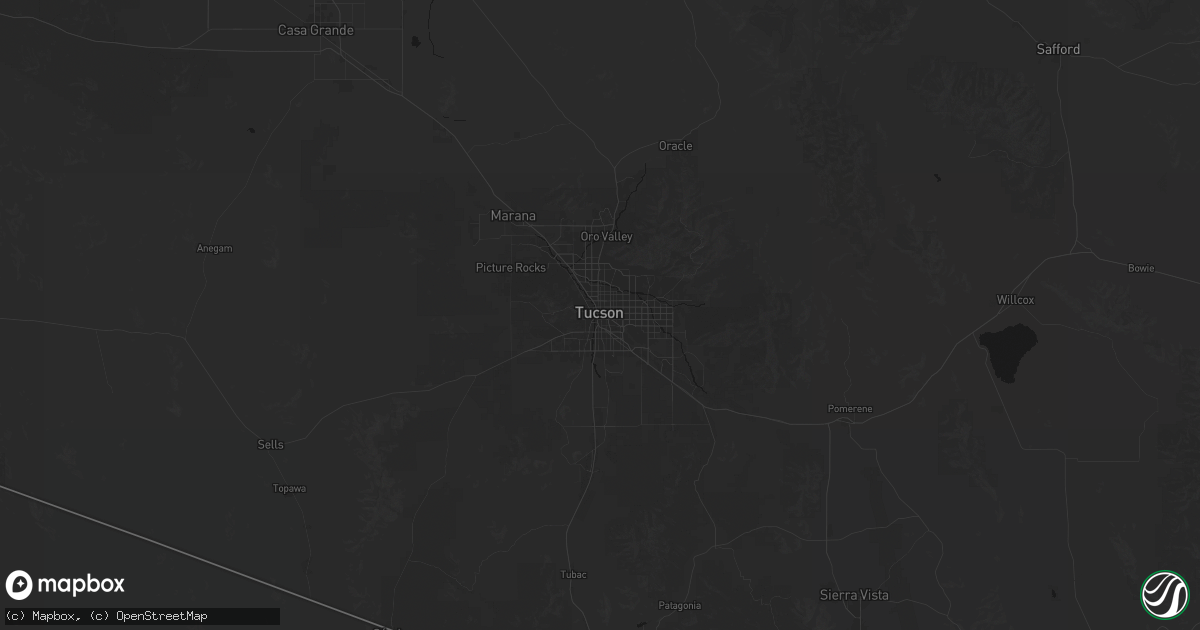 Hail map in Tucson, AZ on June 17, 2026