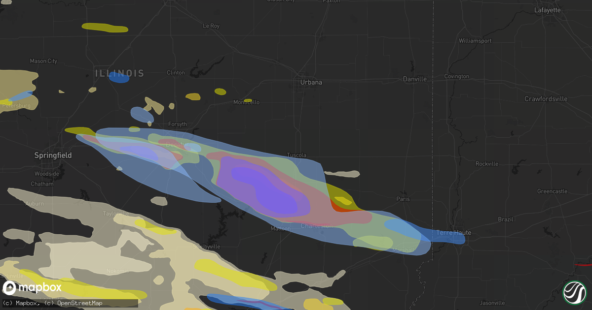 Hail map in Tuscola, IL on June 17, 2026