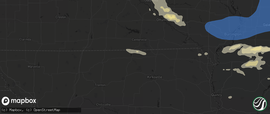 Hail map in Unionville, MO on June 17, 2026