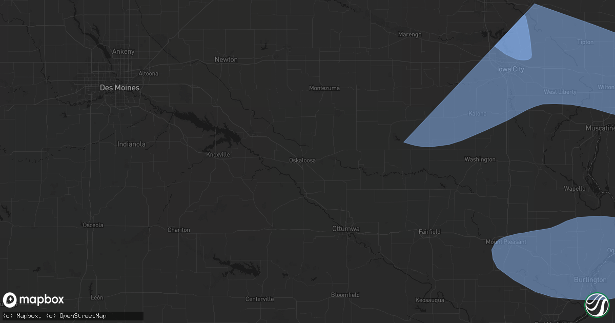 Hail map in University Park, IA on June 17, 2026
