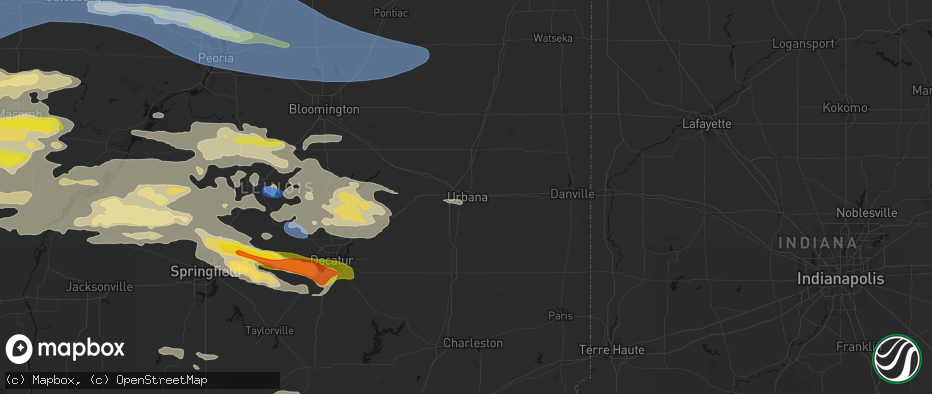 Hail map in Urbana, IL on June 17, 2026
