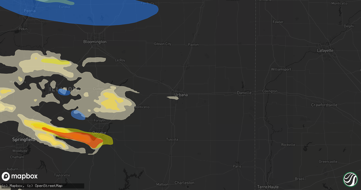 Hail map in Urbana, IL on June 17, 2026