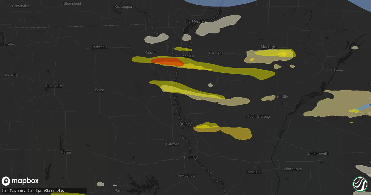 Hail map in Ursa, IL on June 17, 2026