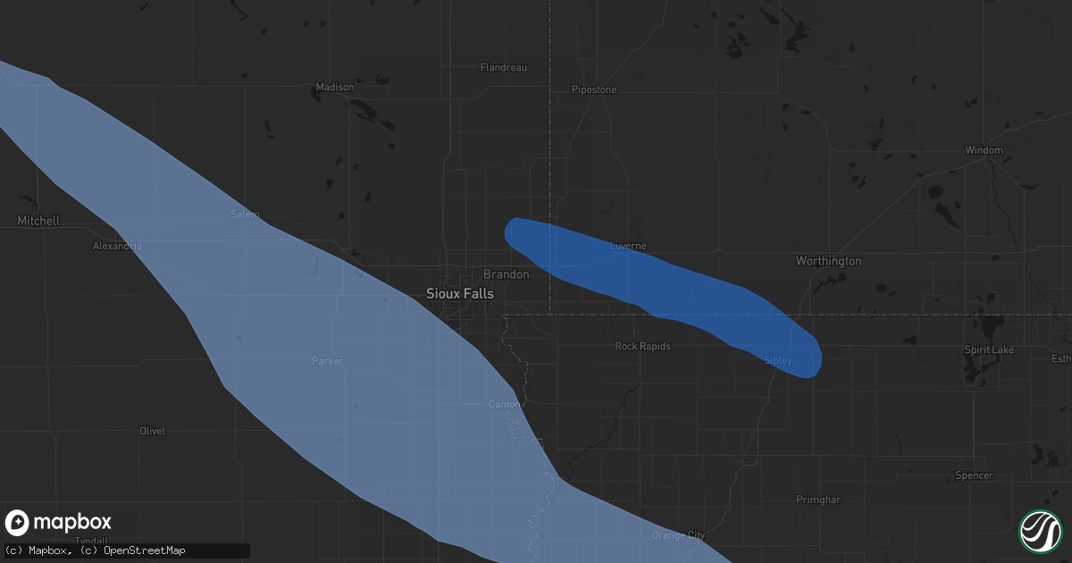 Hail map in Valley Springs, SD on June 17, 2026
