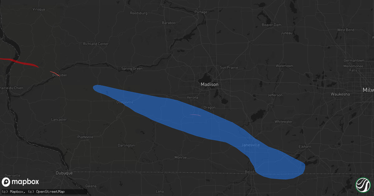 Hail map in Verona, WI on June 17, 2026