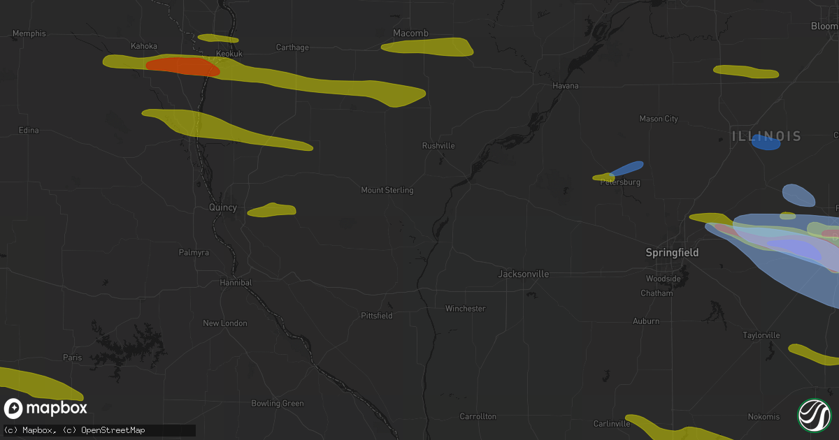 Hail map in Versailles, IL on June 17, 2026