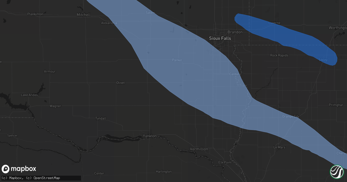 Hail map in Viborg, SD on June 17, 2026