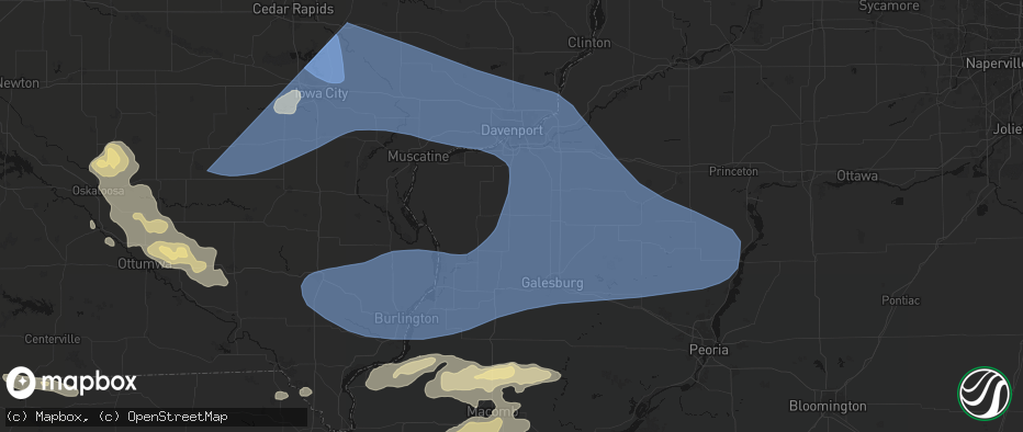 Hail map in Viola, IL on June 17, 2026