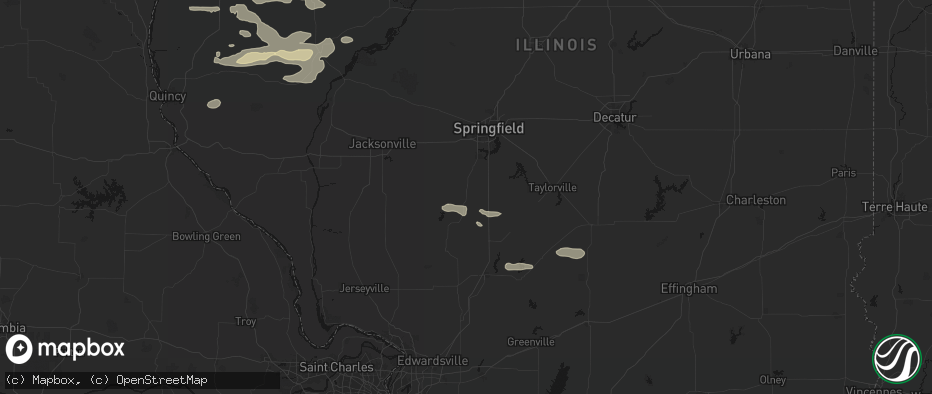 Hail map in Virden, IL on June 17, 2026