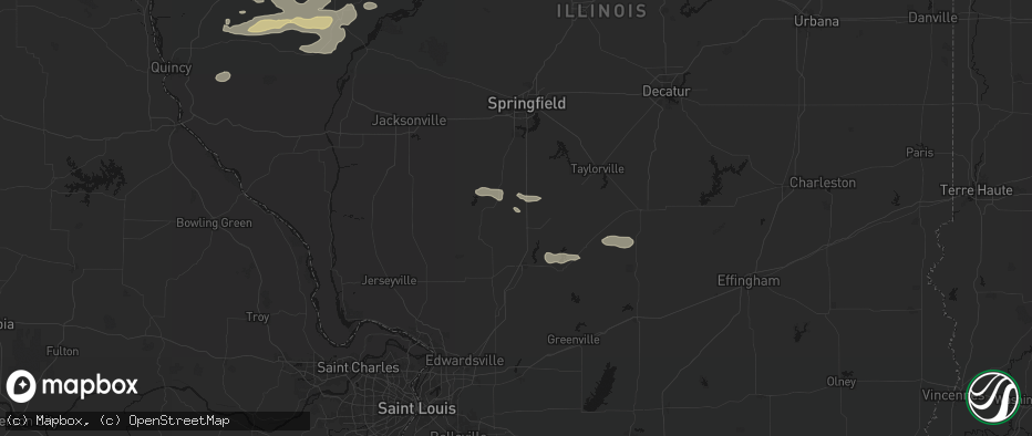 Hail map in Waggoner, IL on June 17, 2026