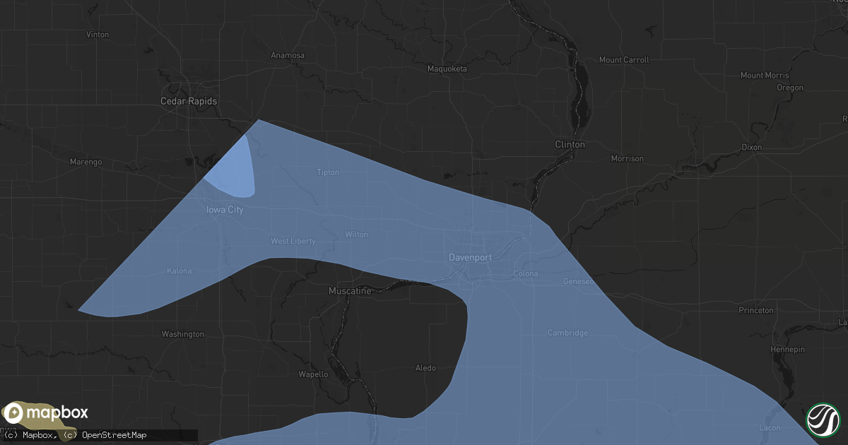 Hail map in Walcott, IA on June 17, 2026