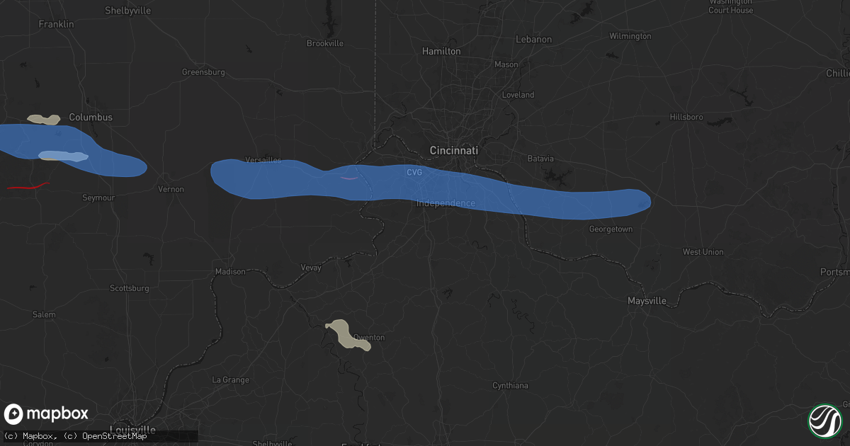 Hail map in Walton, KY on June 17, 2026