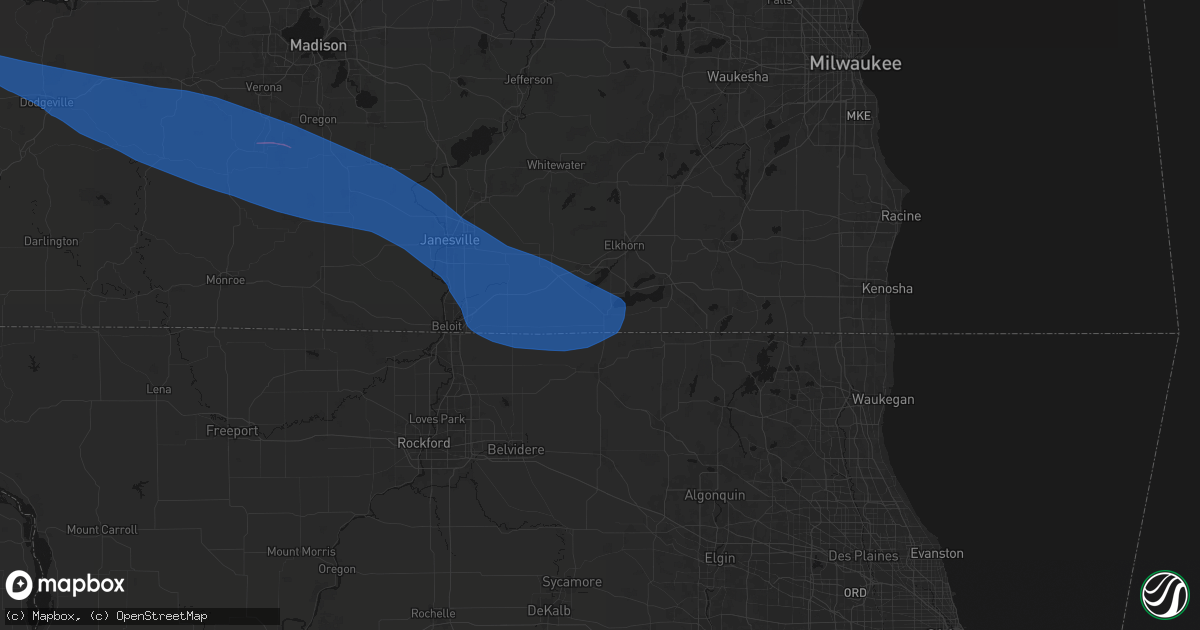 Hail map in Walworth, WI on June 17, 2026
