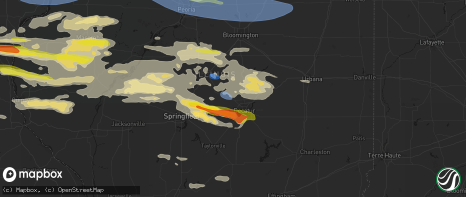 Hail map in Warrensburg, IL on June 17, 2026