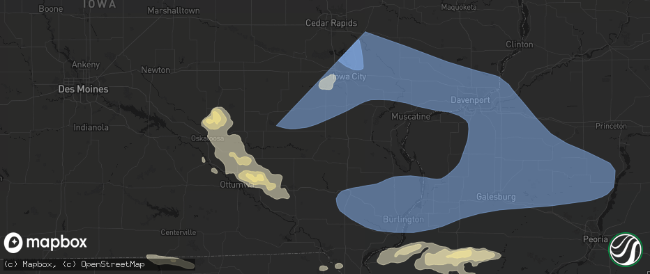 Hail map in Washington, IA on June 17, 2026