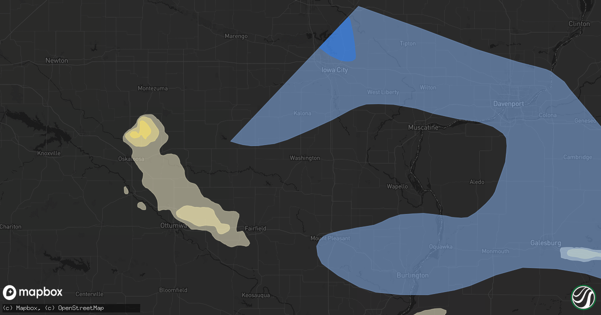 Hail map in Washington, IA on June 17, 2026