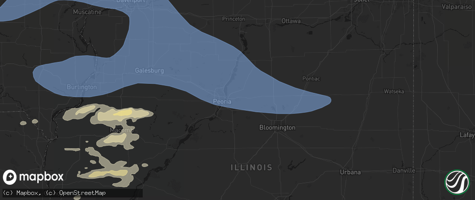 Hail map in Washington, IL on June 17, 2026