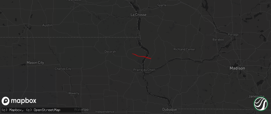 Hail map in Waterville, IA on June 17, 2026