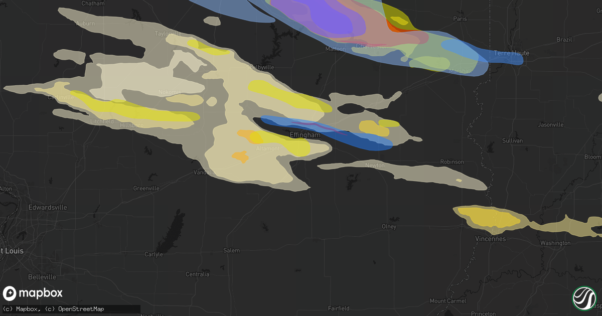 Hail map in Watson, IL on June 17, 2026