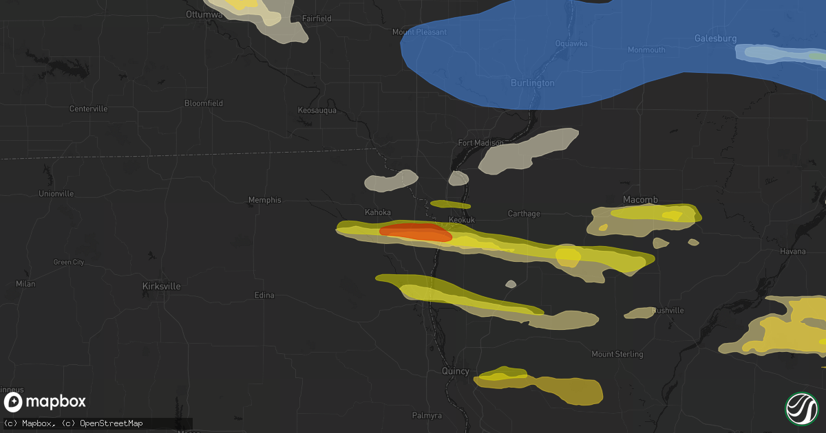 Hail map in Wayland, MO on June 17, 2026