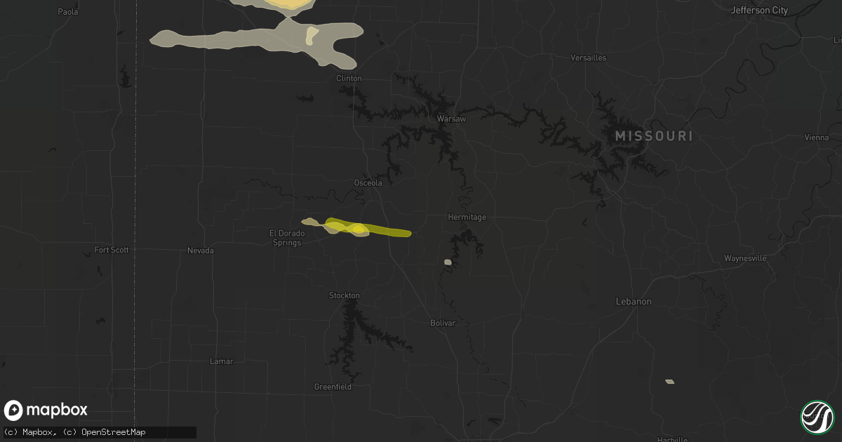 Hail map in Weaubleau, MO on June 17, 2026