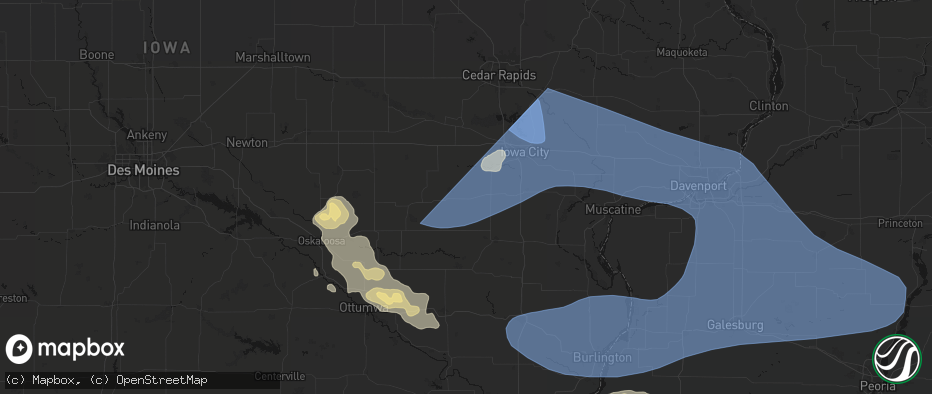Hail map in Wellman, IA on June 17, 2026
