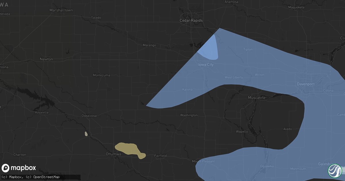 Hail map in Wellman, IA on June 17, 2026