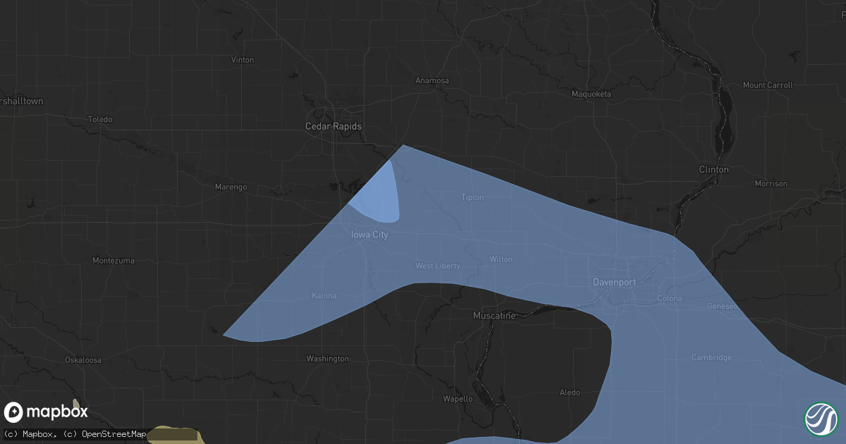 Hail map in West Branch, IA on June 17, 2026