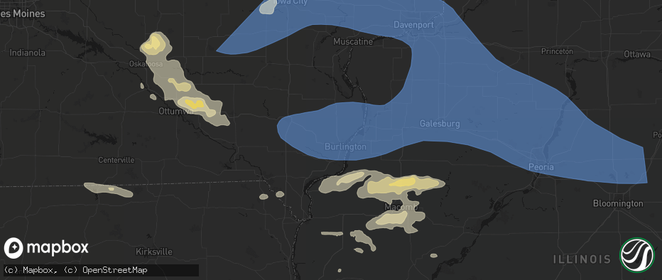 Hail map in West Burlington, IA on June 17, 2026