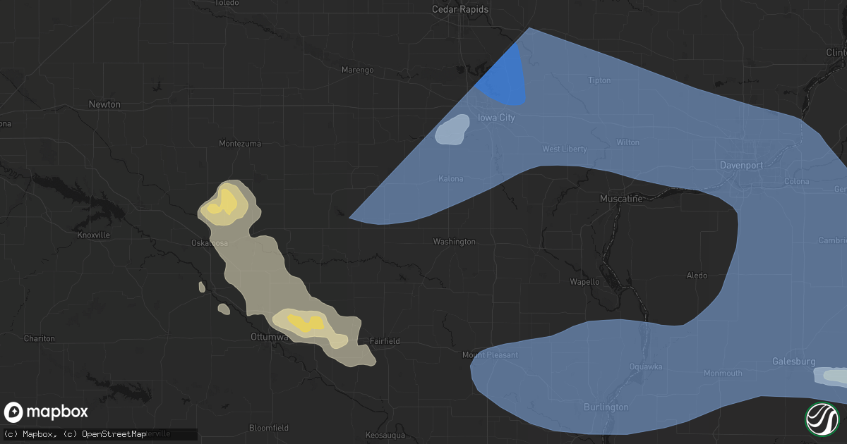 Hail map in West Chester, IA on June 17, 2026