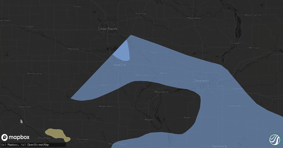 Hail map in West Liberty, IA on June 17, 2026