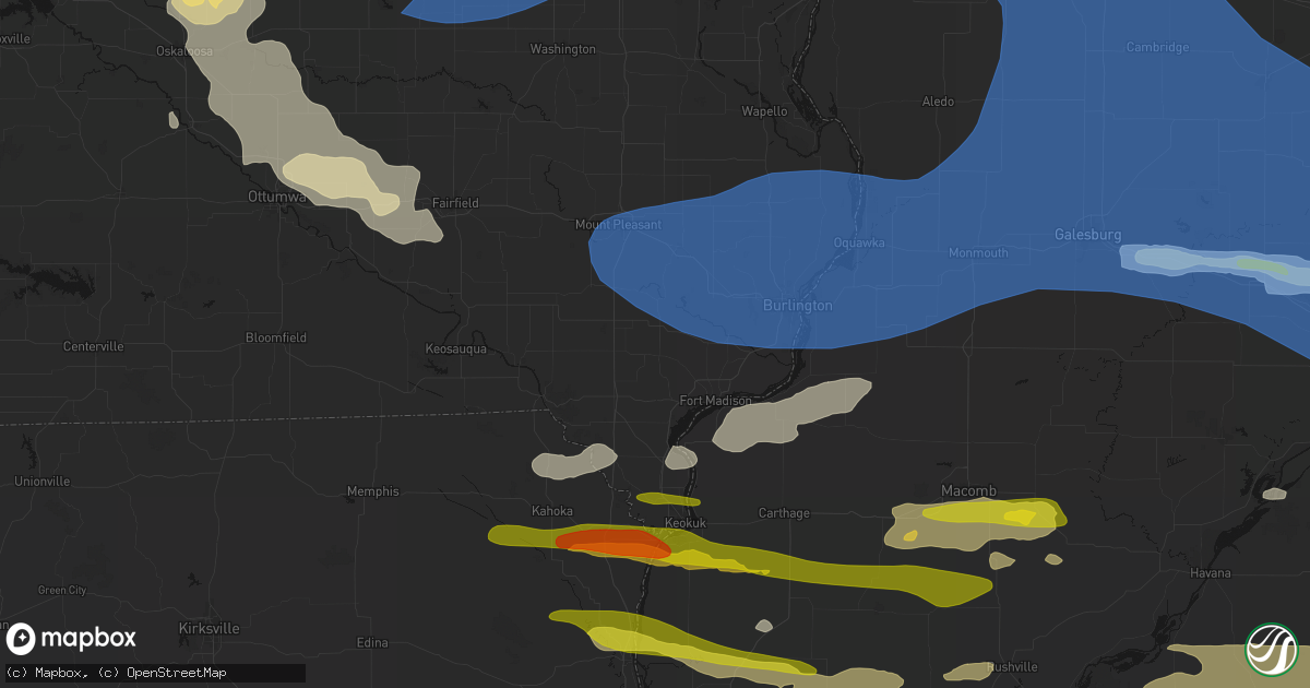 Hail map in West Point, IA on June 17, 2026