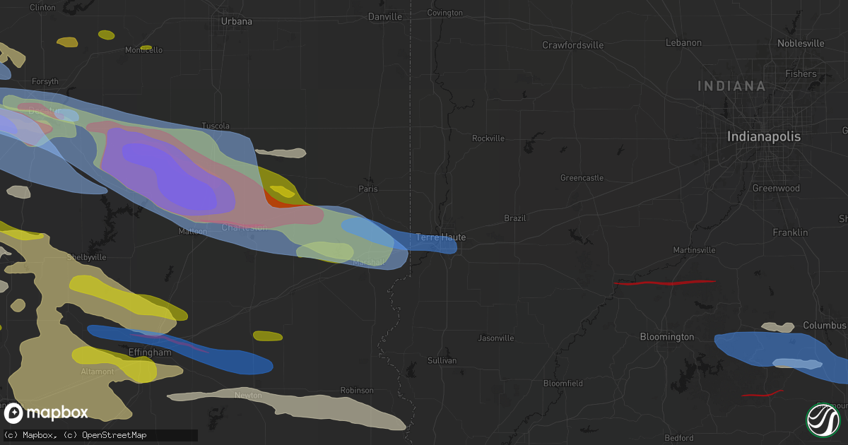 Hail map in West Terre Haute, IN on June 17, 2026