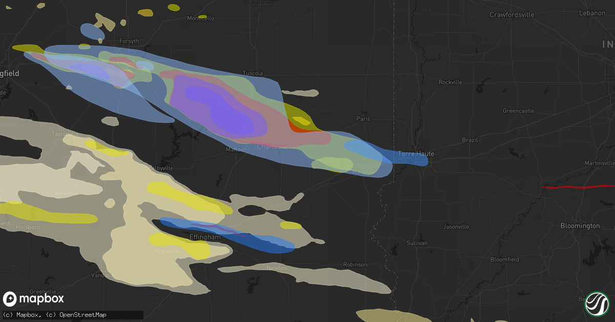 Hail map in Westfield, IL on June 17, 2026