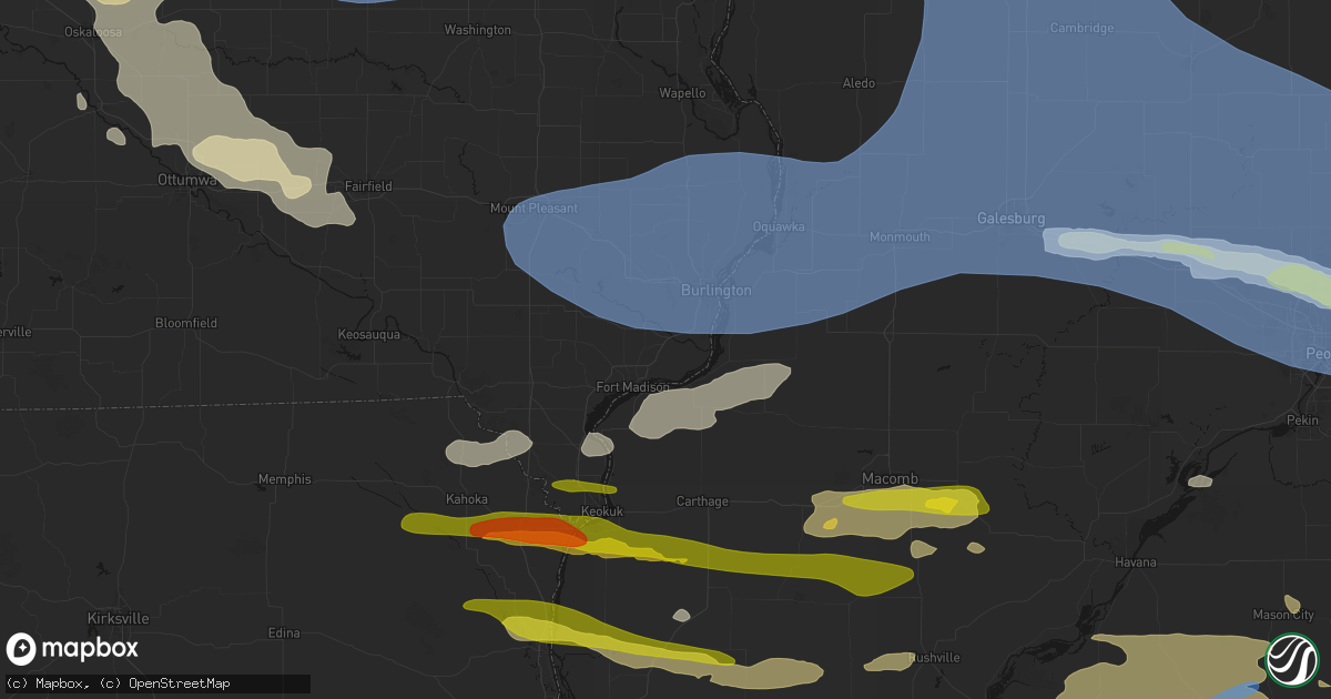 Hail map in Wever, IA on June 17, 2026