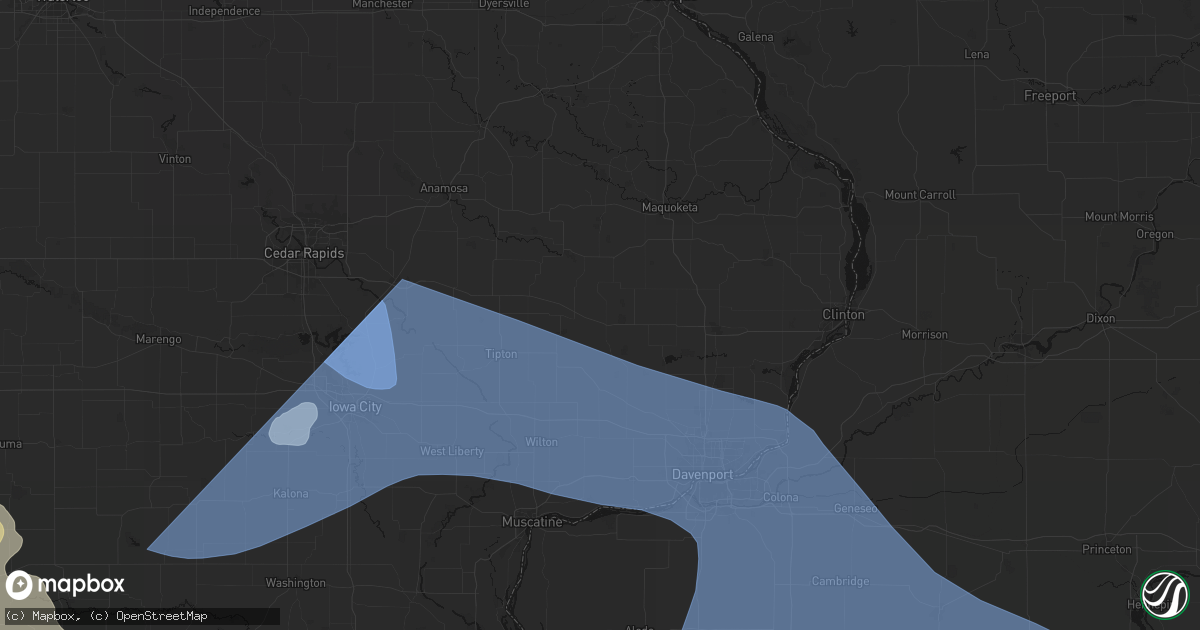 Hail map in Wheatland, IA on June 17, 2026