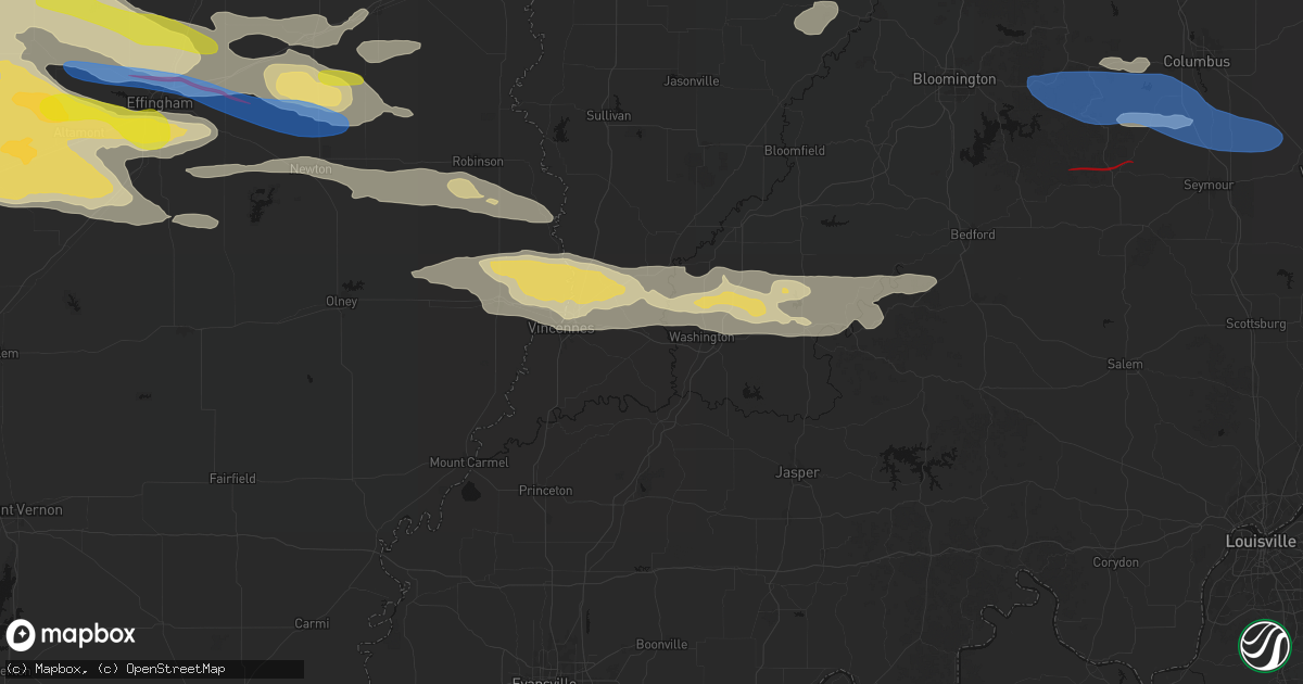 Hail map in Wheatland, IN on June 17, 2026