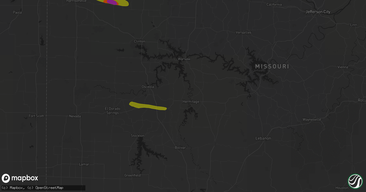 Hail map in Wheatland, MO on June 17, 2026