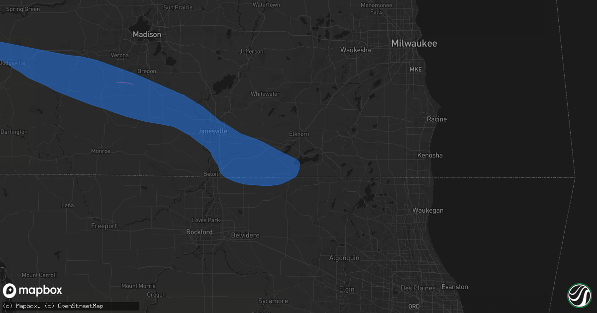 Hail map in Williams Bay, WI on June 17, 2026