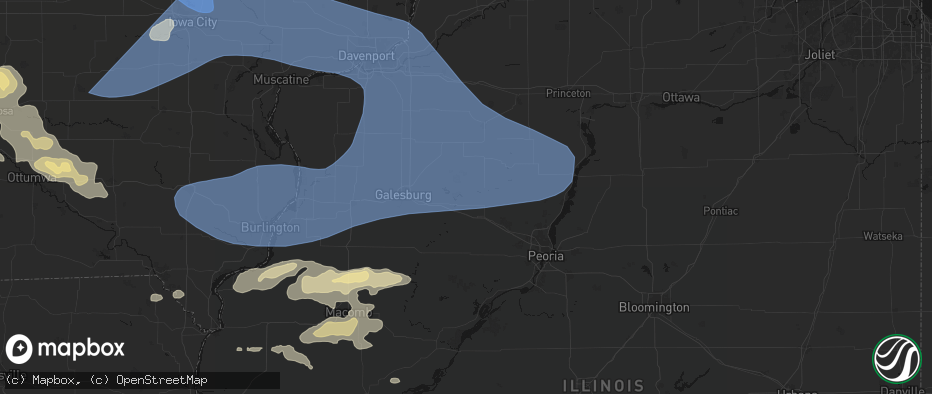 Hail map in Williamsfield, IL on June 17, 2026