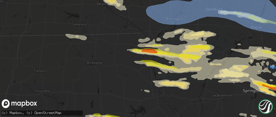 Hail map in Williamstown, MO on June 17, 2026