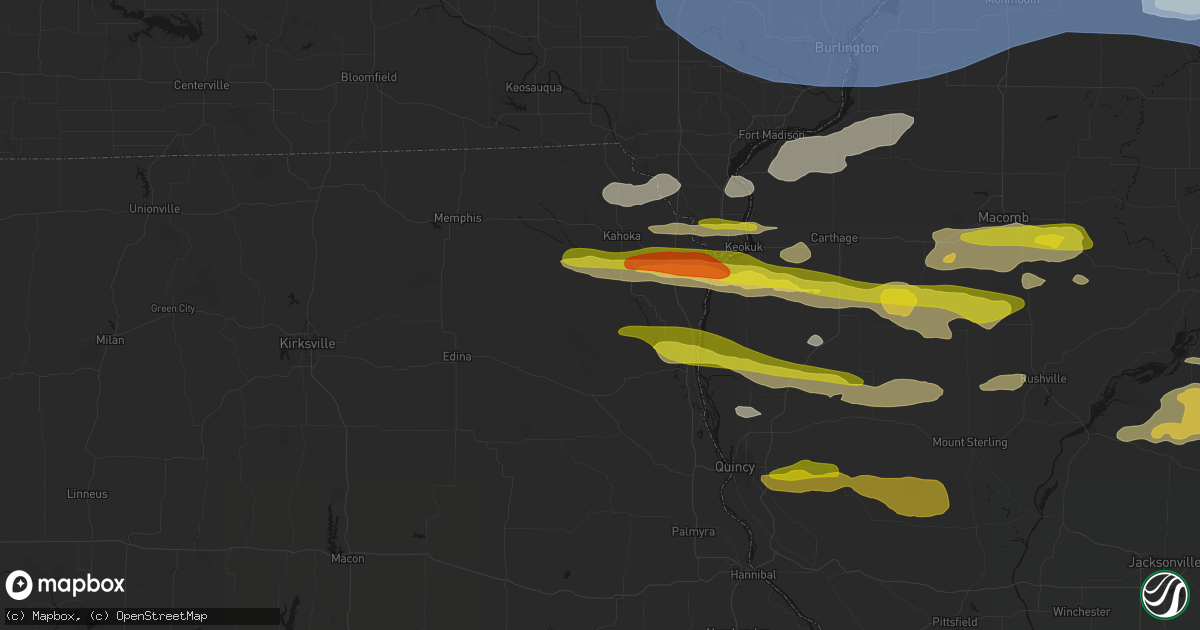 Hail map in Williamstown, MO on June 17, 2026