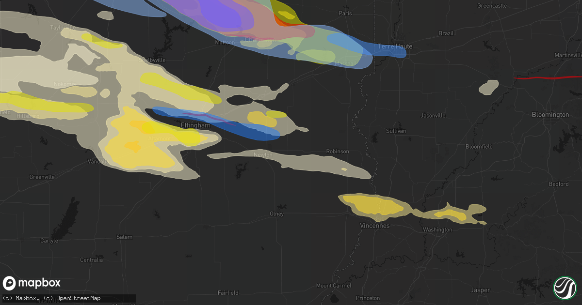 Hail map in Willow Hill, IL on June 17, 2026